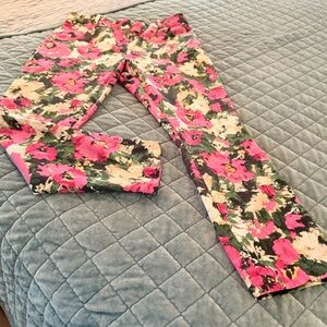 H&M Floral Pink & Green Ankle Pants